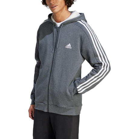 adidas Essentials Fleece 3-Stripes Full Zip Mens Hoodie Jacket
