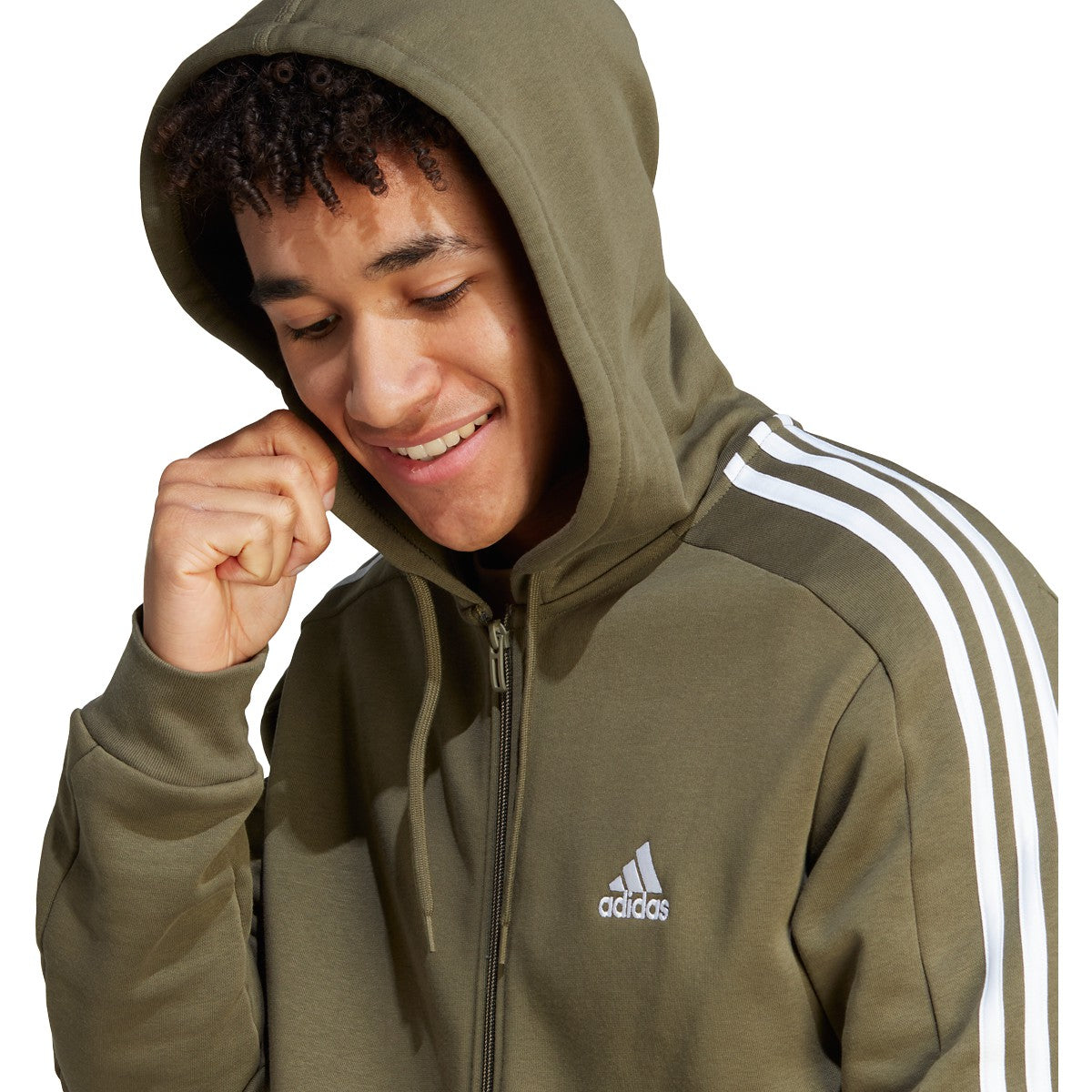 adidas Essentials Fleece 3-Stripes Full Zip Mens Hoodie Jacket