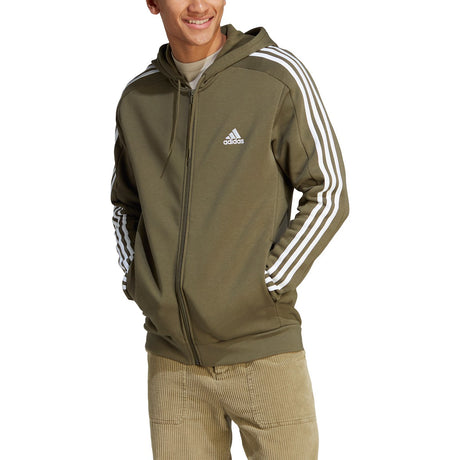 adidas Essentials Fleece 3-Stripes Full Zip Mens Hoodie Jacket