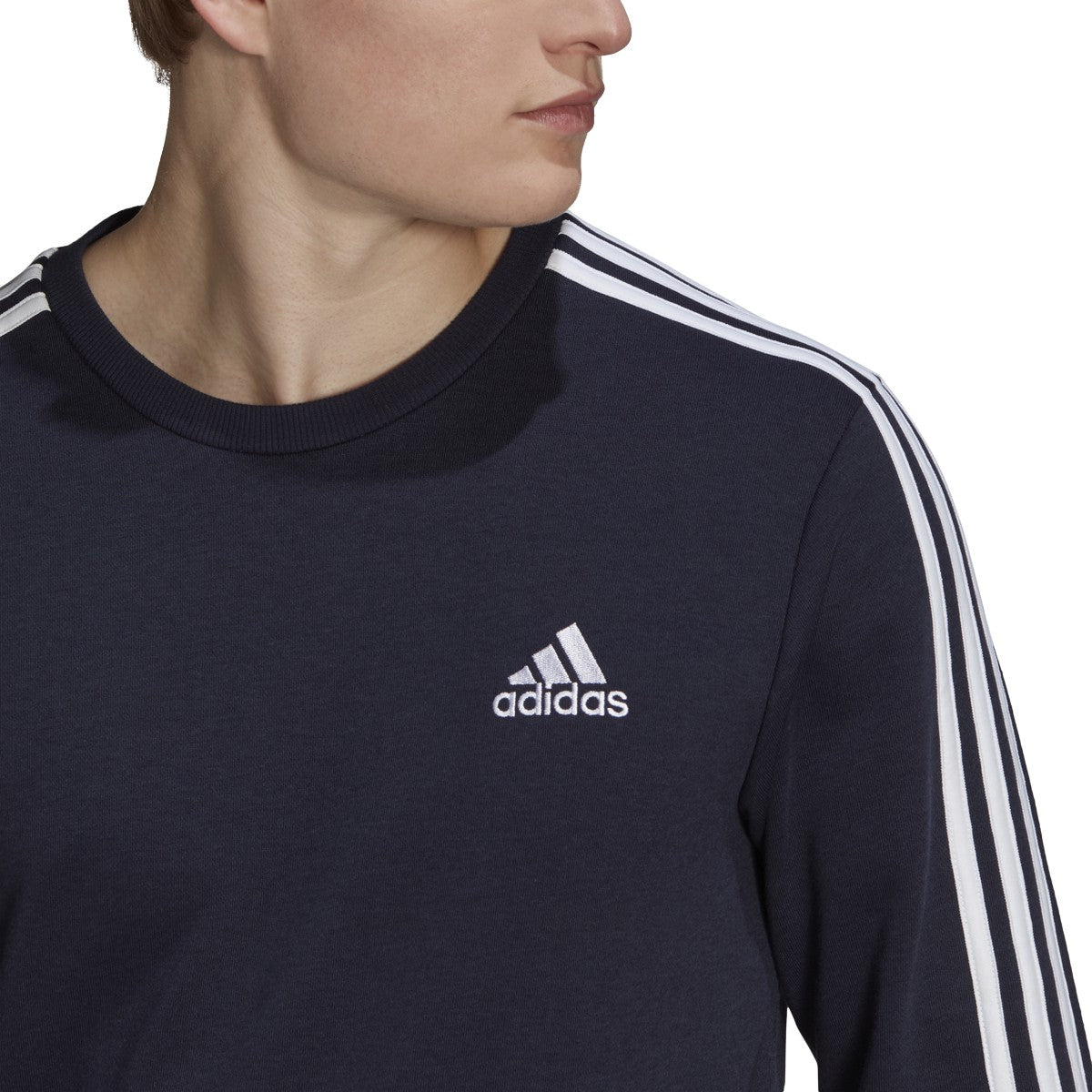 adidas Essentials French Terry 3-Stripes Sweatshirt - Mens Casual