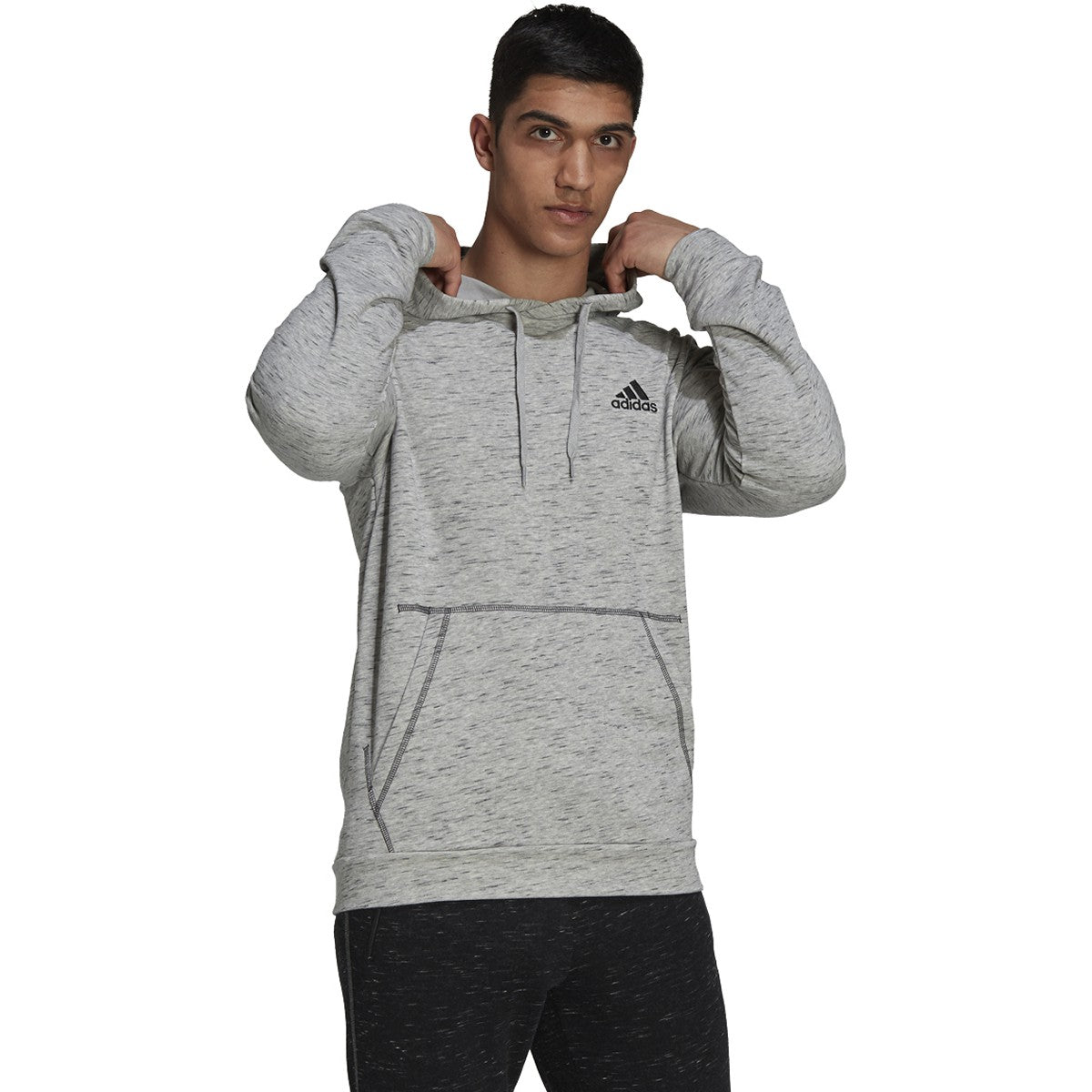 adidas Essentials Melange Embroidered Small Logo Hoodie - Mens Casual