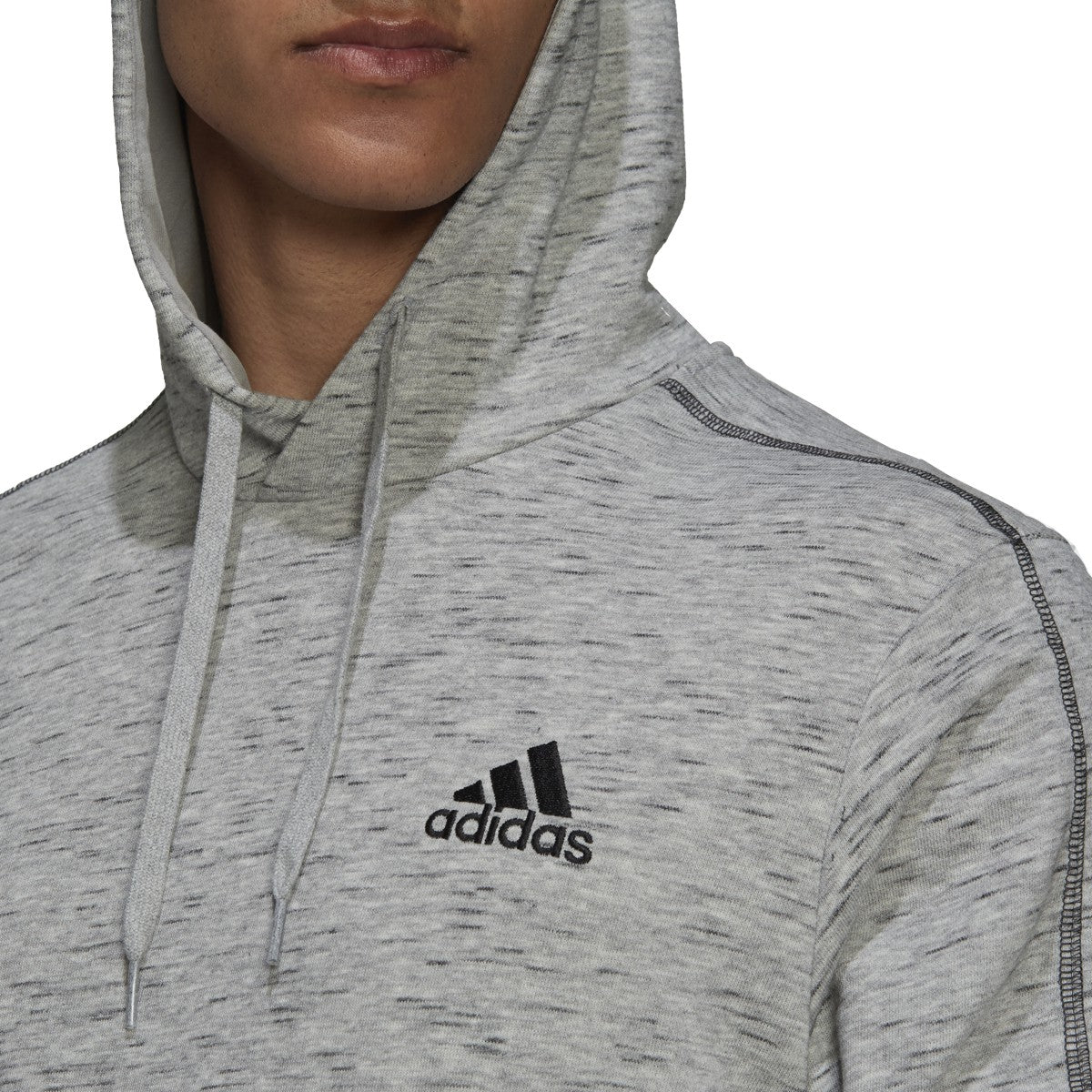 adidas Essentials Melange Embroidered Small Logo Hoodie - Mens Casual