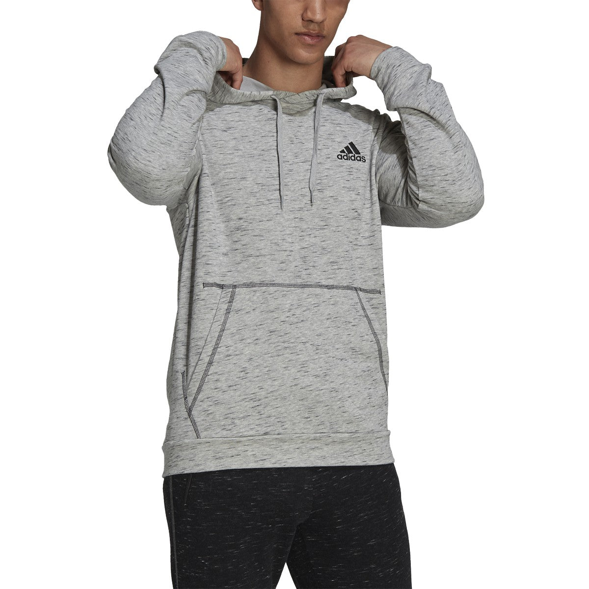 adidas Essentials Melange Embroidered Small Logo Hoodie - Mens Casual