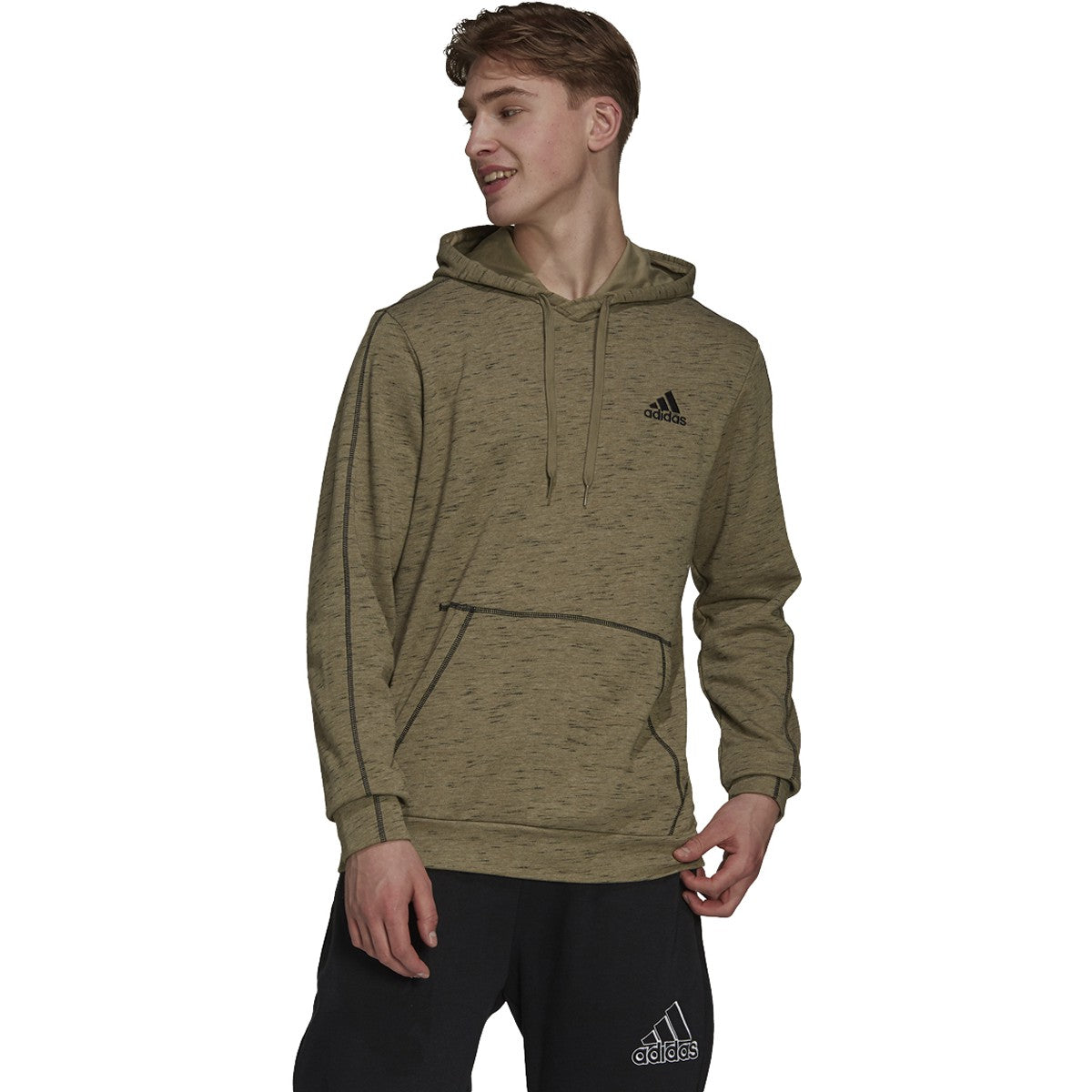 adidas Essentials Melange Embroidered Small Logo Hoodie - Mens Casual