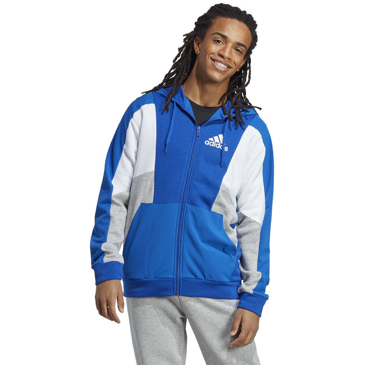 adidas Essentials Mens Colorblock Full-Zip Hoodie