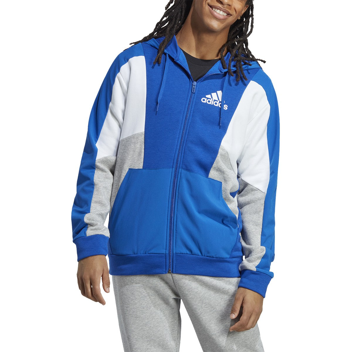 adidas Essentials Mens Colorblock Full-Zip Hoodie