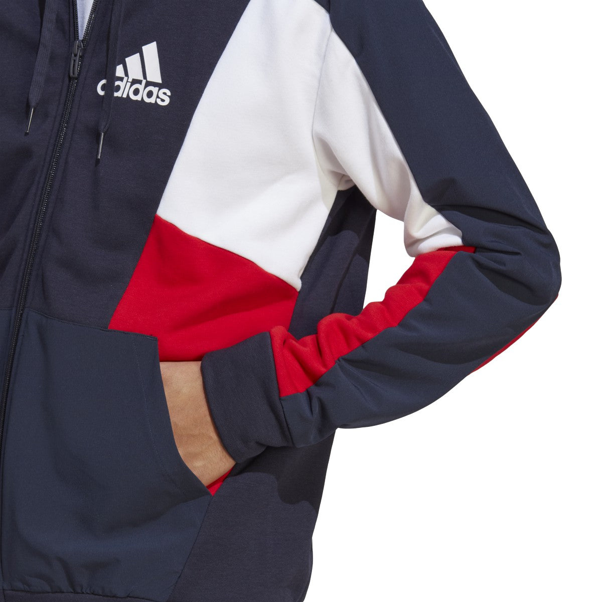 adidas Essentials Mens Colorblock Full-Zip Hoodie