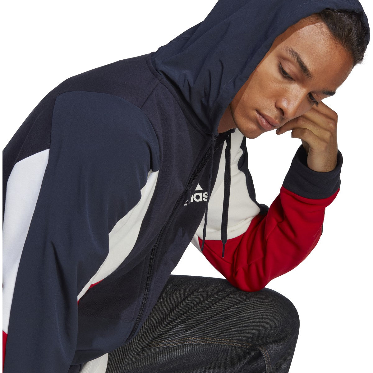 adidas Essentials Mens Colorblock Full-Zip Hoodie