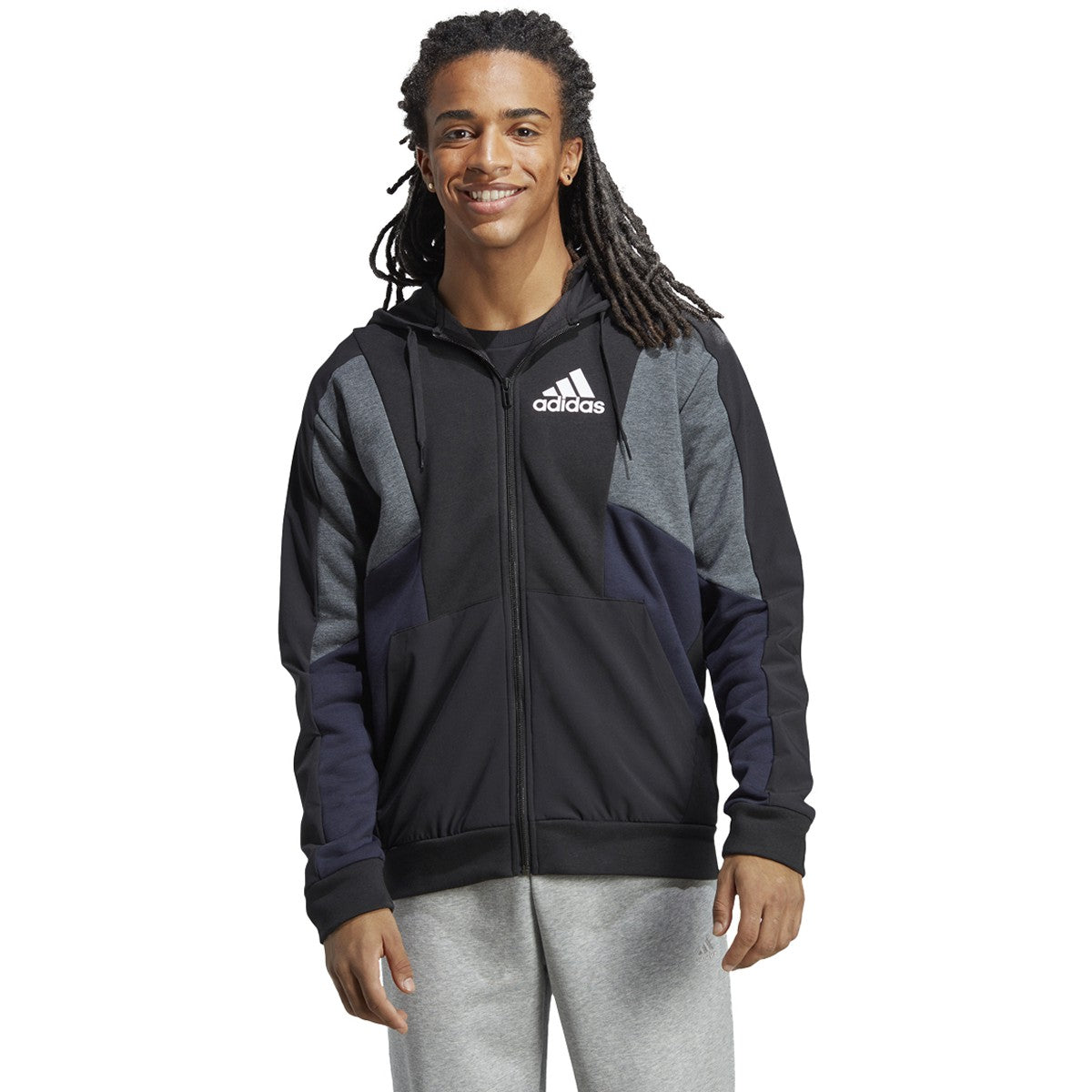 adidas Essentials Mens Colorblock Full-Zip Hoodie