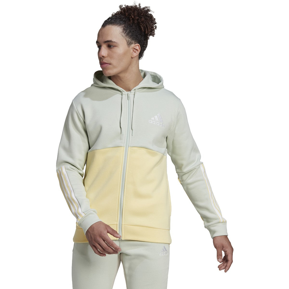 adidas Essentials Mens Full-Zip Hoodie with Colorblock