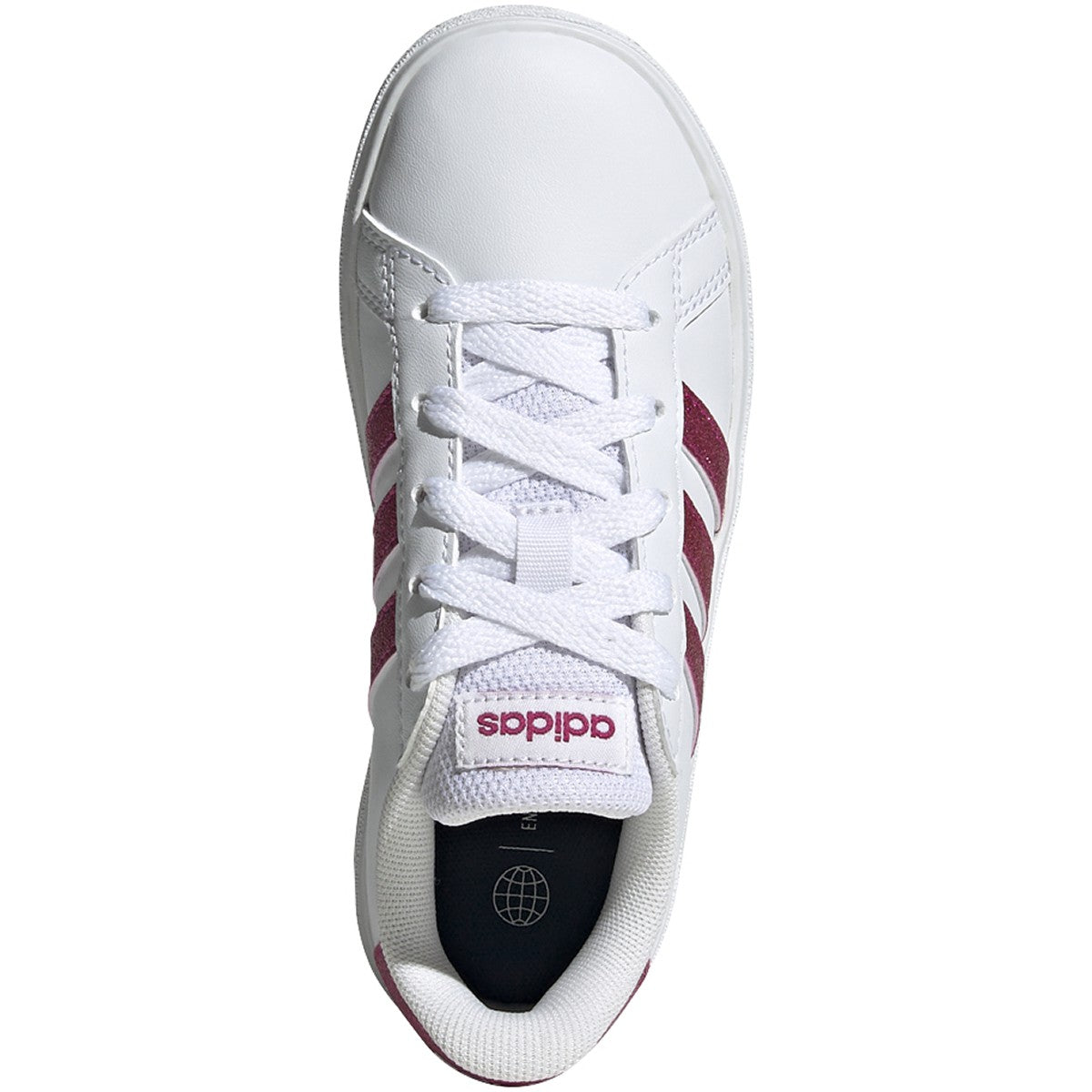 adidas Grand Court 2.0 Kids Tennis Shoes with Pink Glitter