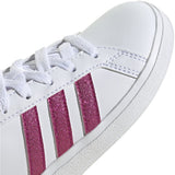 adidas Grand Court 2.0 Kids Tennis Shoes with Pink Glitter