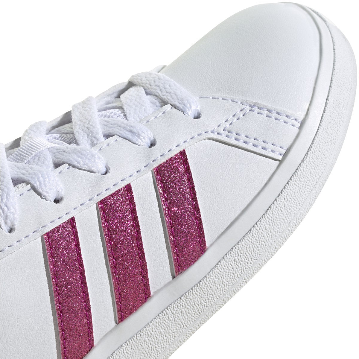 adidas Grand Court 2.0 Kids Tennis Shoes with Pink Glitter
