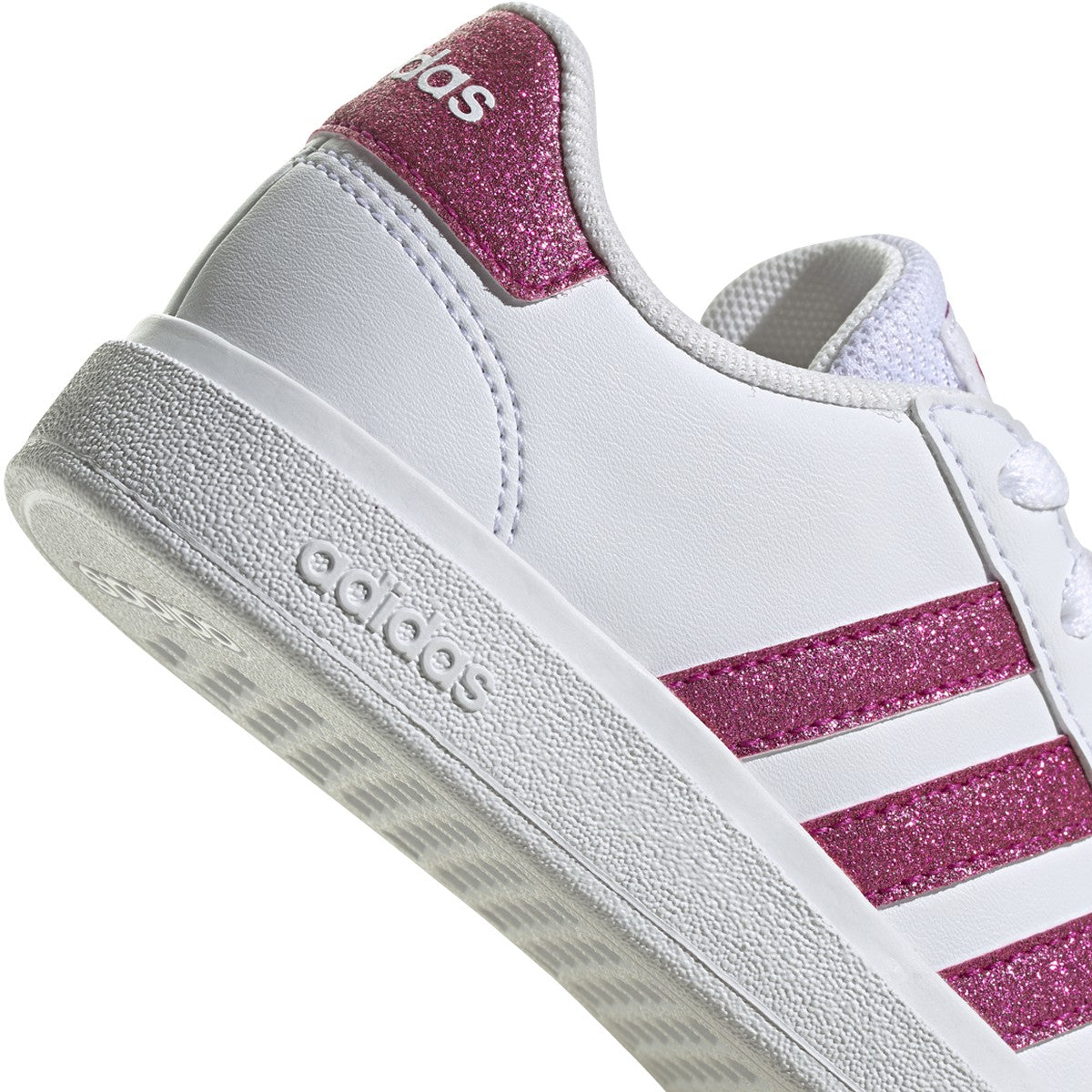 adidas Grand Court 2.0 Kids Tennis Shoes with Pink Glitter