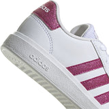 adidas Grand Court 2.0 Kids Tennis Shoes with Pink Glitter