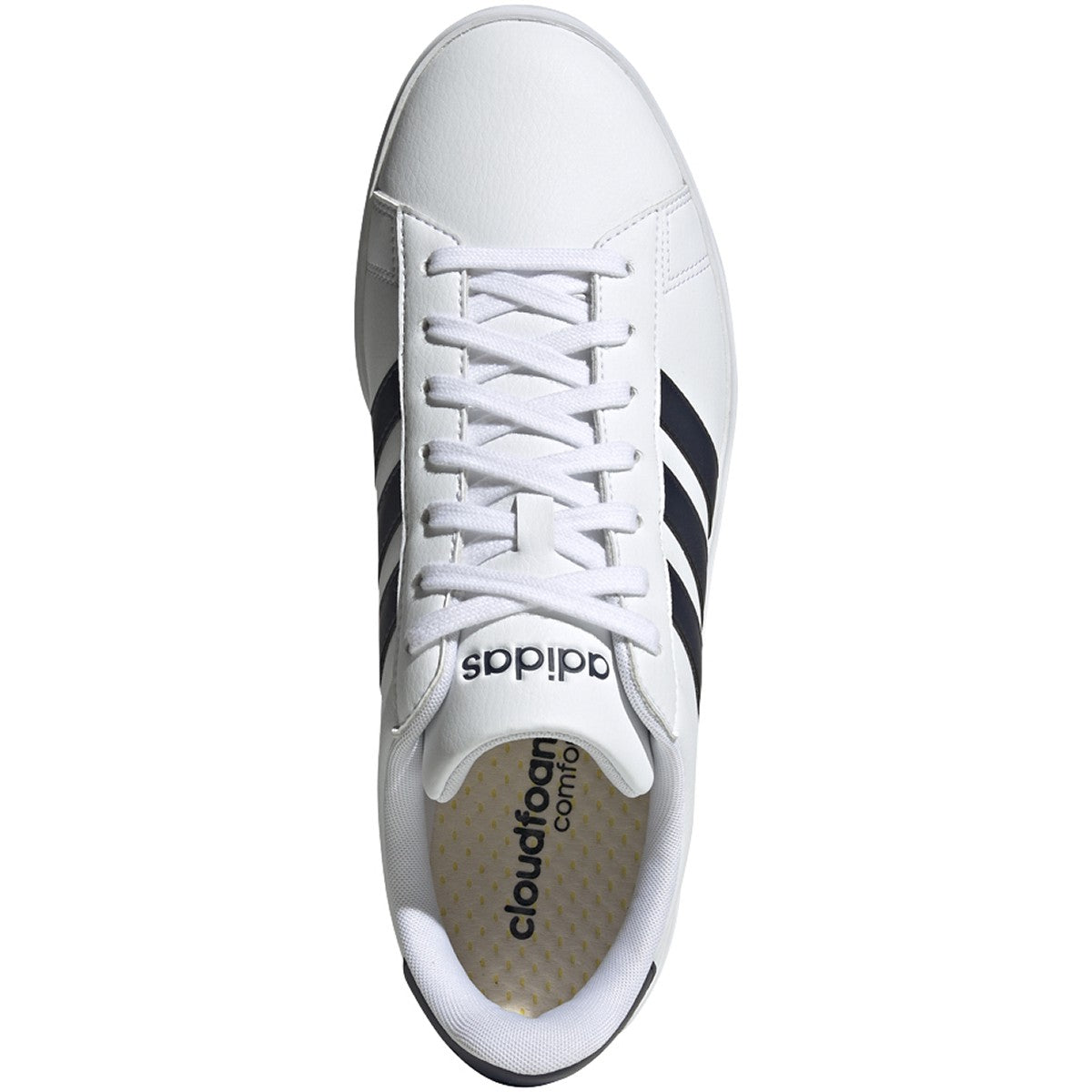 adidas Grand Court 2.0 Mens Tennis Shoes with Navy Stripes