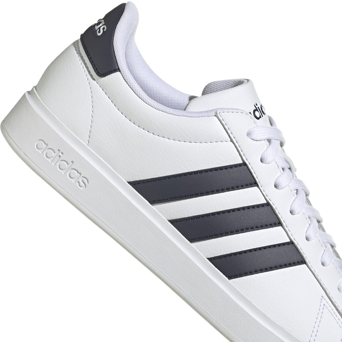 adidas Grand Court 2.0 Mens Tennis Shoes with Navy Stripes