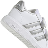 adidas Grand Court 2.0 Toddler Tennis Shoes with Silver Stripes