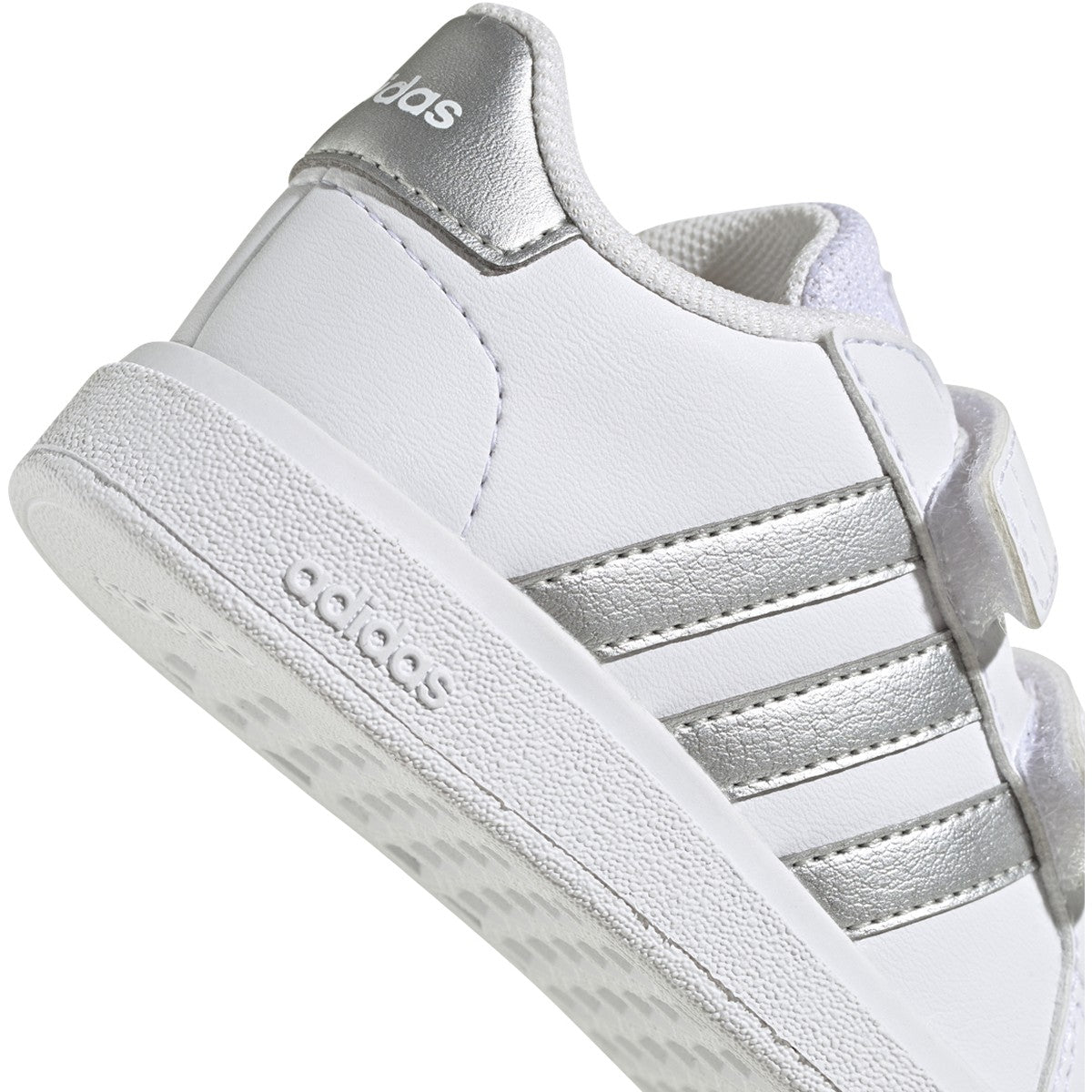 adidas Grand Court 2.0 Toddler Tennis Shoes with Silver Stripes