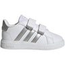 adidas Grand Court 2.0 Toddler Tennis Shoes with Silver Stripes