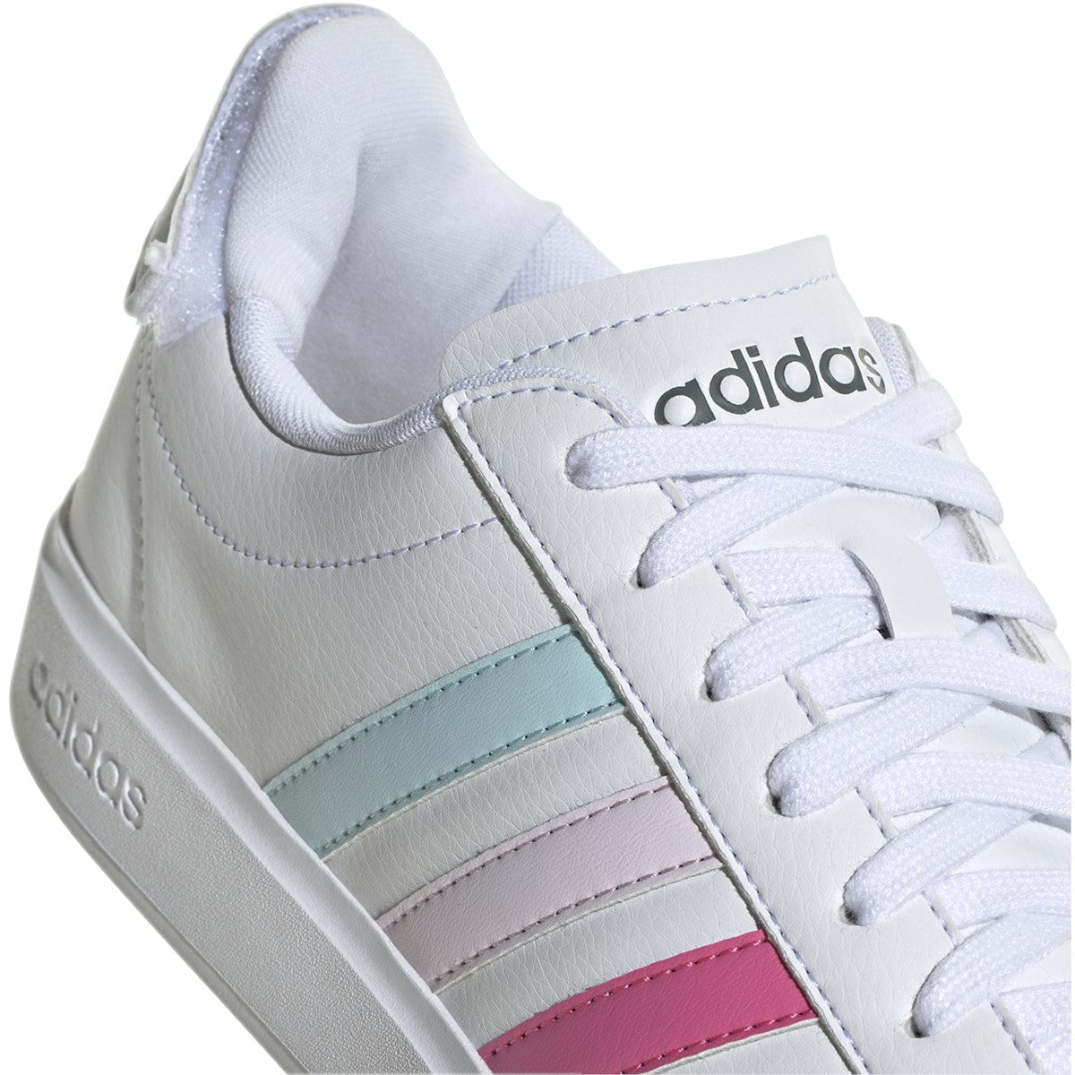 adidas Grand Court 2.0 Womens Tennis Shoes with Pastel Stripes