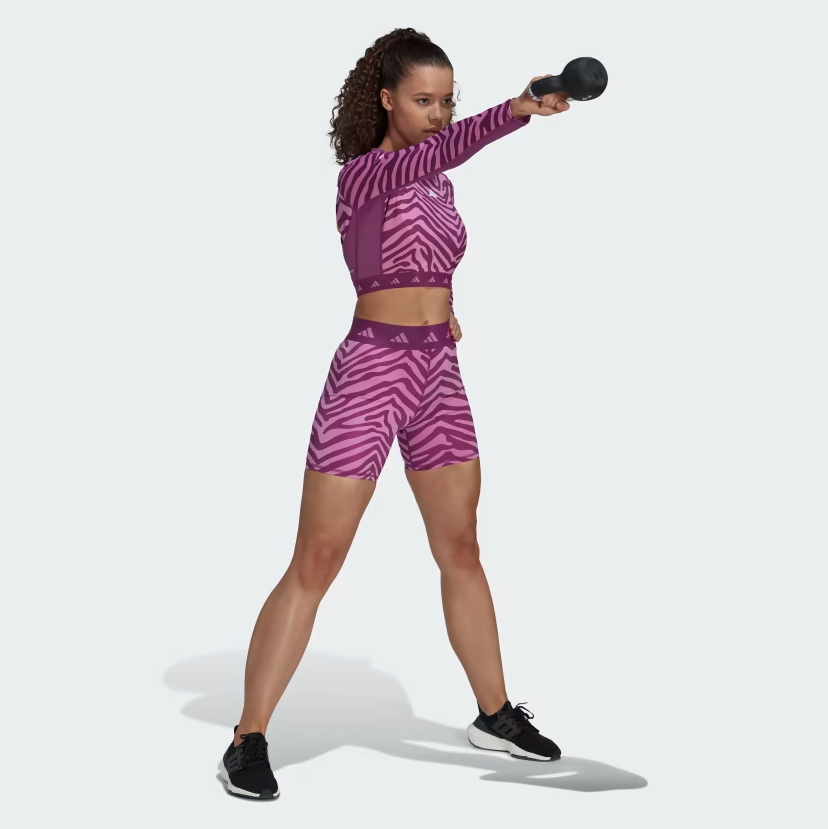 adidas Hyperglam Techfit Crop Long Sleeve Womens Zebra Training T-Shirt