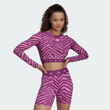 adidas Hyperglam Techfit Crop Long Sleeve Womens Zebra Training T-Shirt