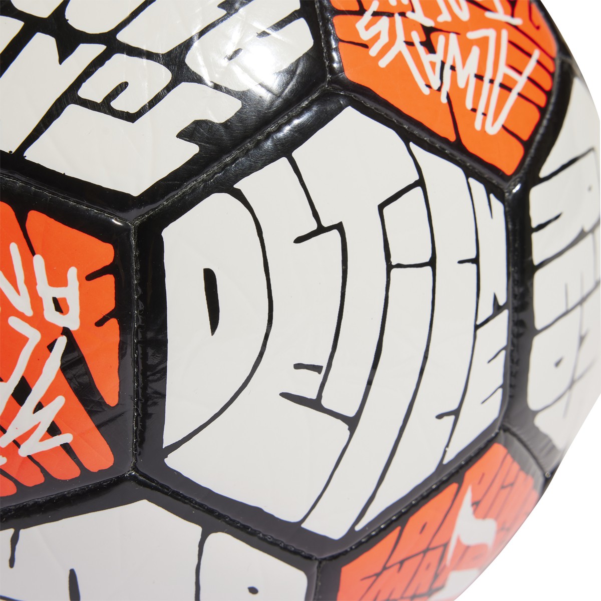 adidas Lionel Messi Club Soccer Ball in White Black and Solar Red