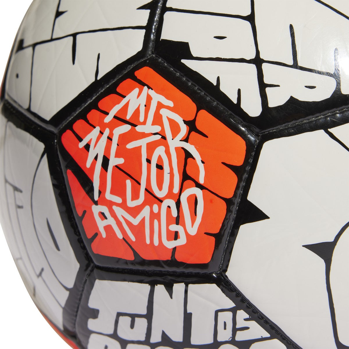 adidas Lionel Messi Club Soccer Ball in White Black and Solar Red