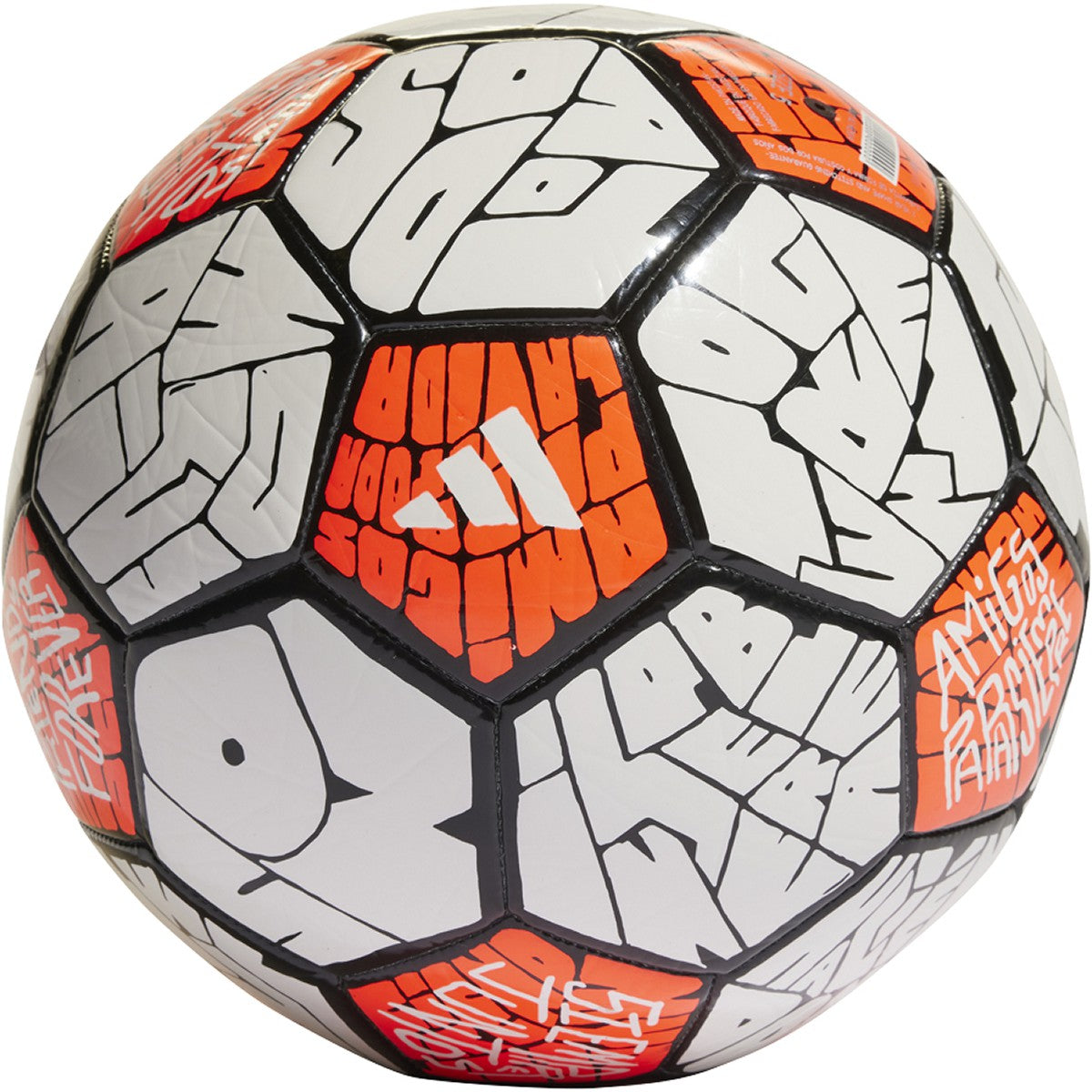adidas Lionel Messi Club Soccer Ball in White Black and Solar Red