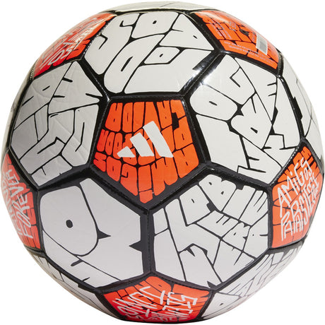 adidas Lionel Messi Club Soccer Ball in White Black and Solar Red