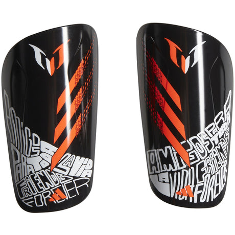 adidas Lionel Messi Club Soccer Shinguards in Black and Solar Red