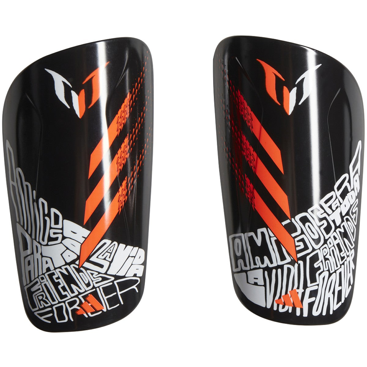 adidas Lionel Messi Club Soccer Shinguards in Black and Solar Red