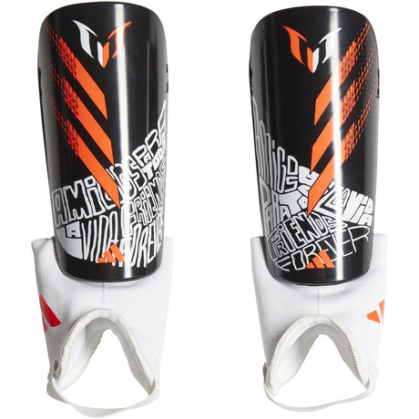 adidas Lionel Messi Match Youth Soccer Shin Guards in Black and Solar Red