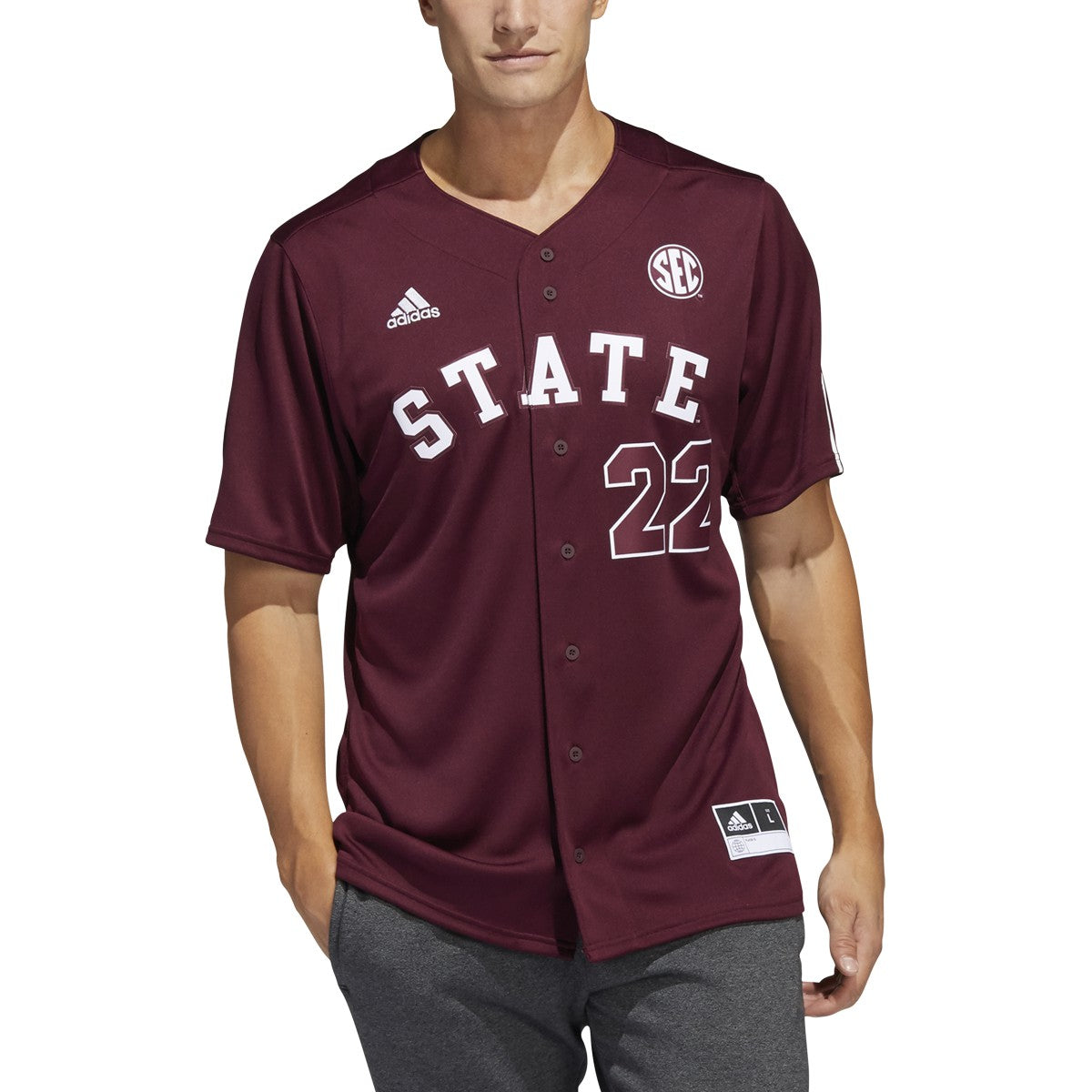 adidas Mississippi State Mens Baseball Jersey