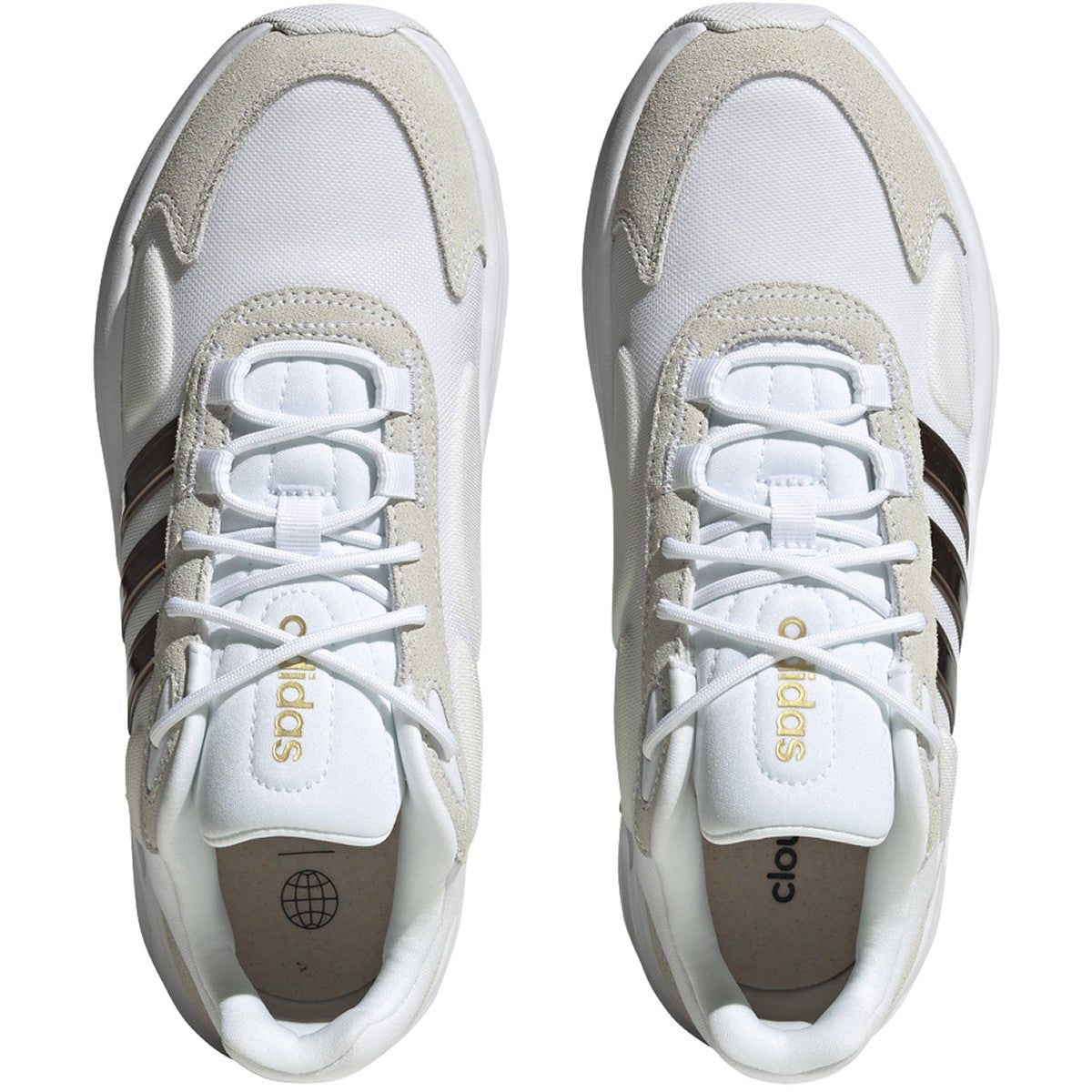 adidas Ozelle Womens Running Shoes in White and Gold