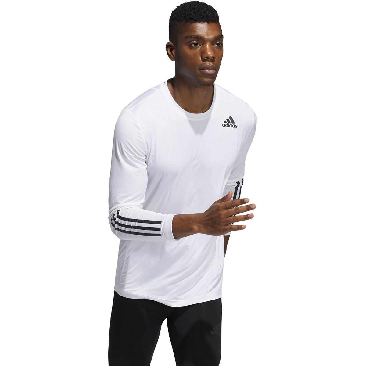 adidas Techfit Fitted Long Sleeve 3 Stripes Top - Mens Training