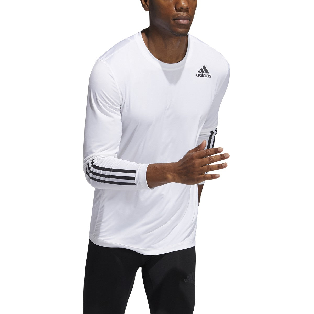 adidas Techfit Fitted Long Sleeve 3 Stripes Top - Mens Training