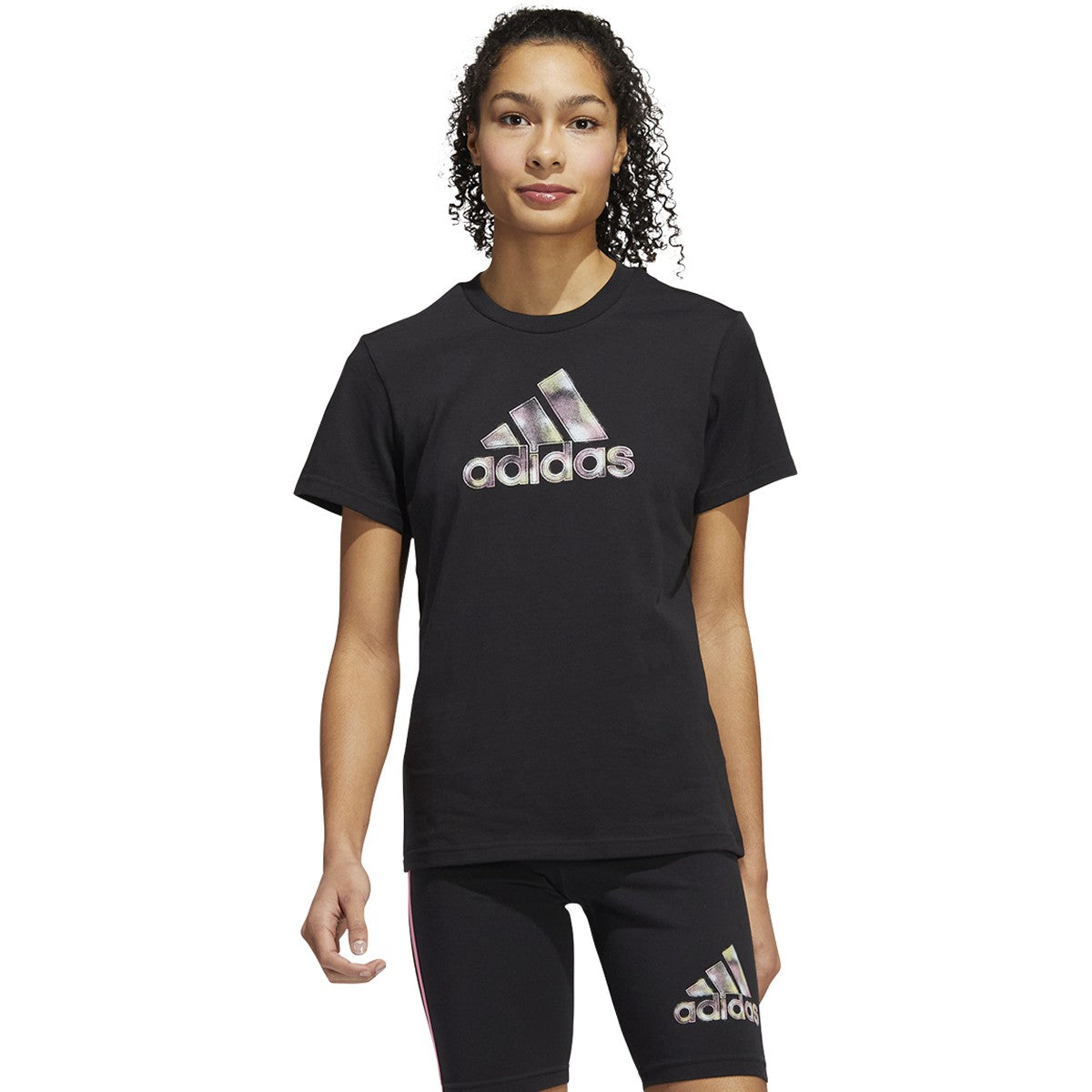 adidas Womens 2 Tone Graphic Tee with Logo