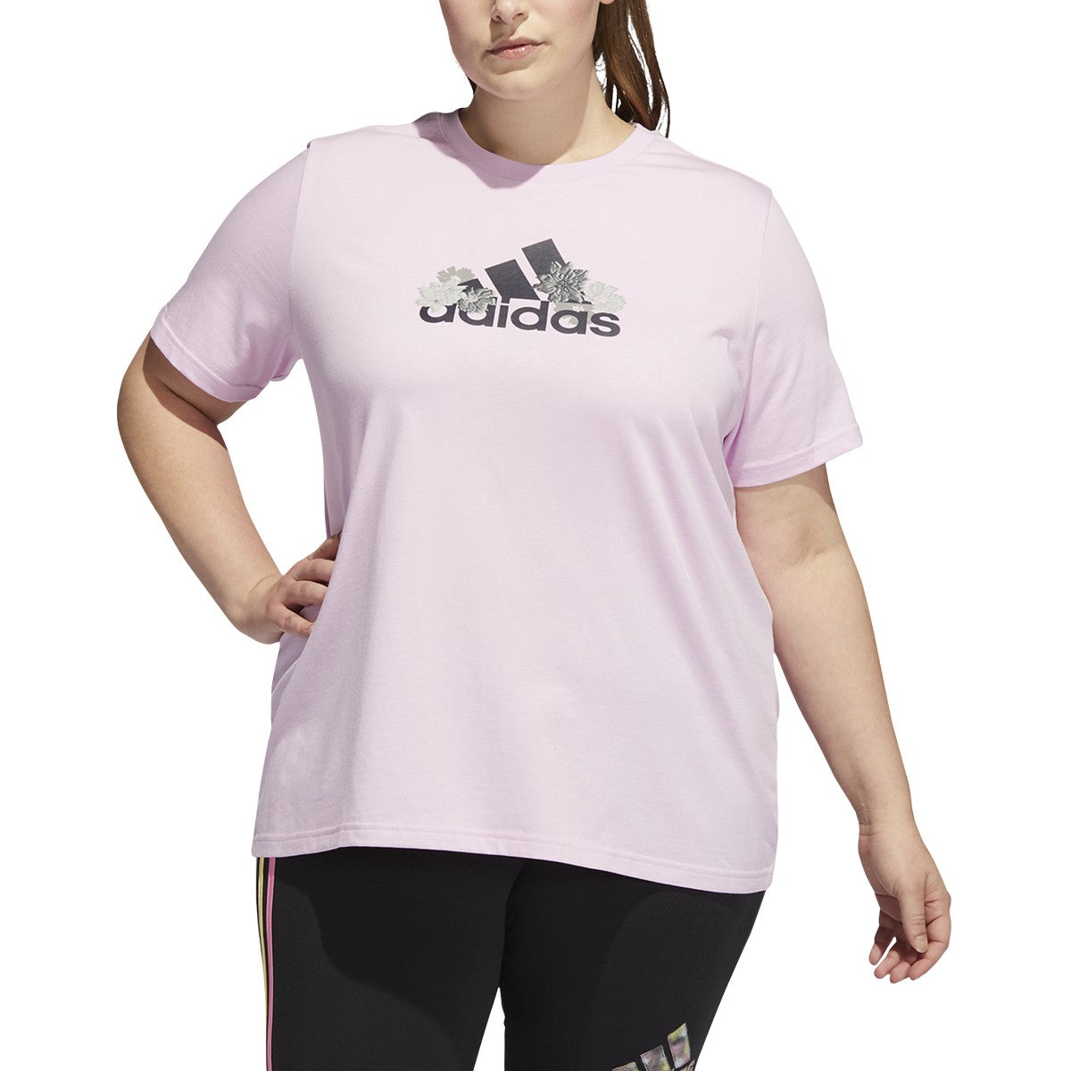 adidas Womens Plus Size Floral Graphic Tee