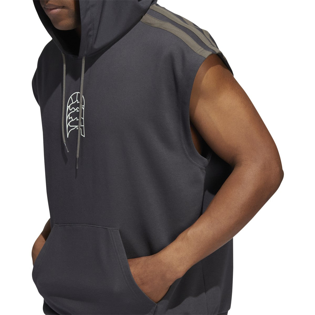 adidas World Wide Hoops Mens Sleeveless Basketball Hoodie