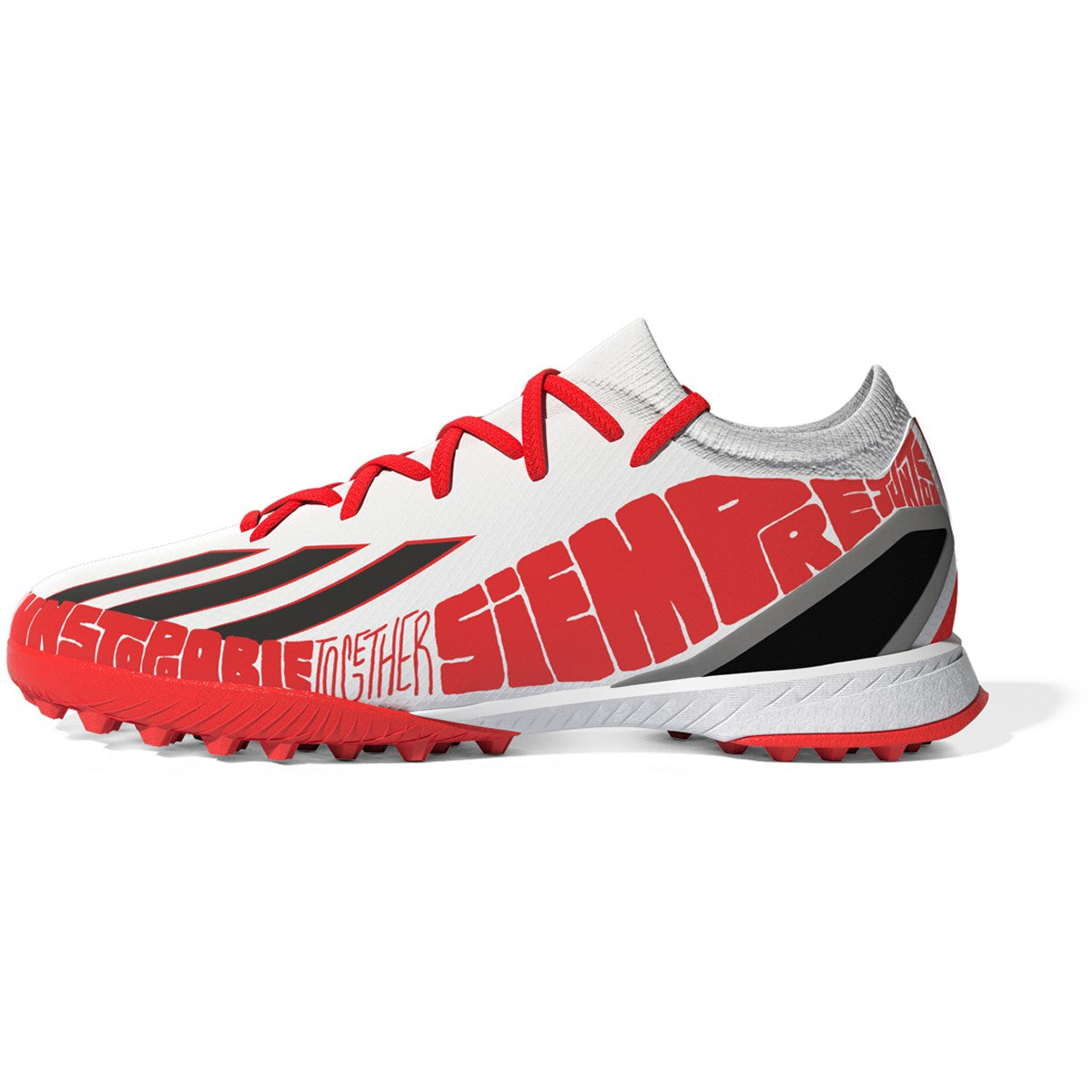 adidas X SpeedPortal Messi.3 Turf Soccer Shoes in White and Red
