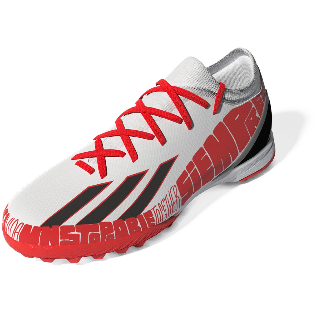 adidas X SpeedPortal Messi.3 Turf Soccer Shoes in White and Red
