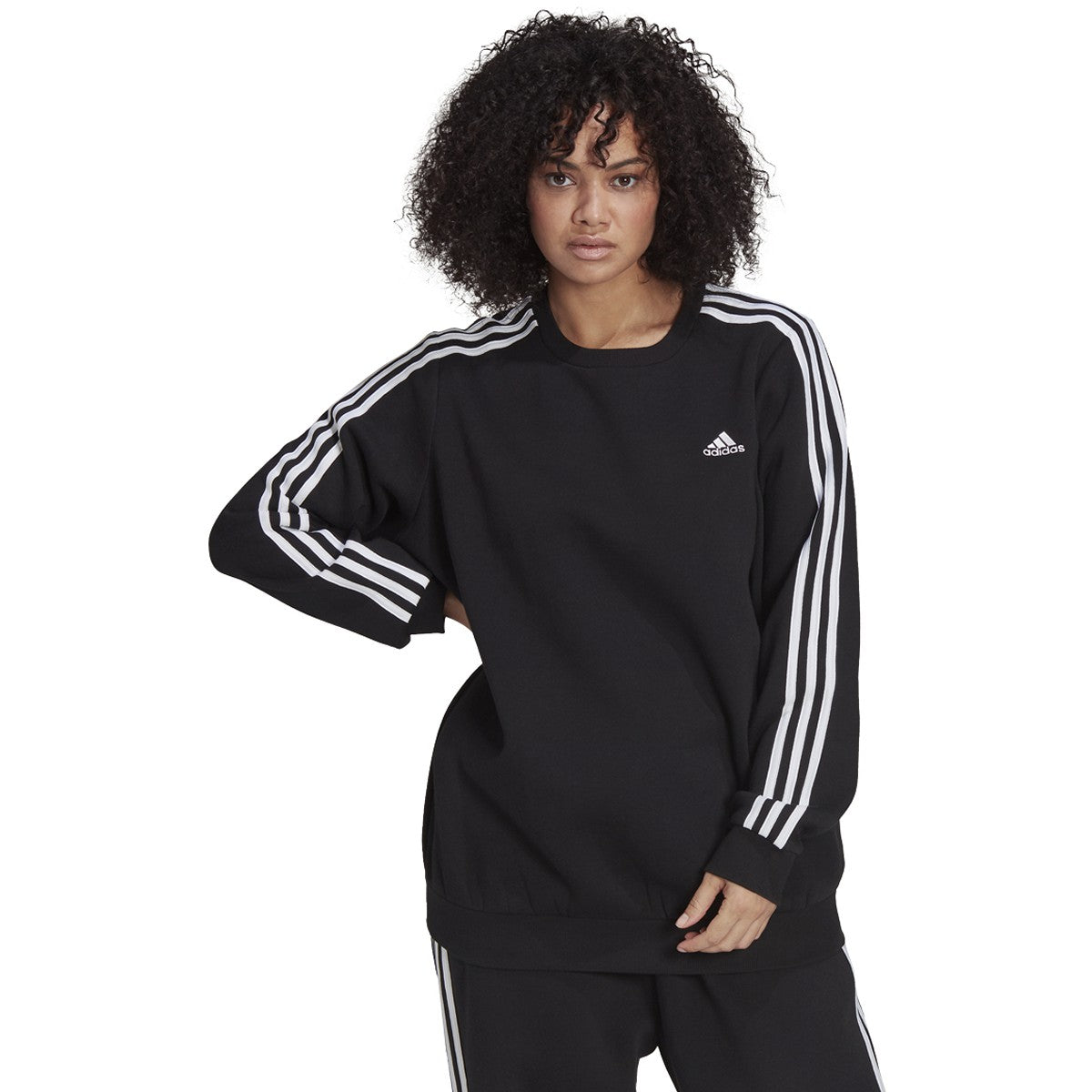 adidas Essentials Womens Plus Size Sweatshirt with 3 Stripes