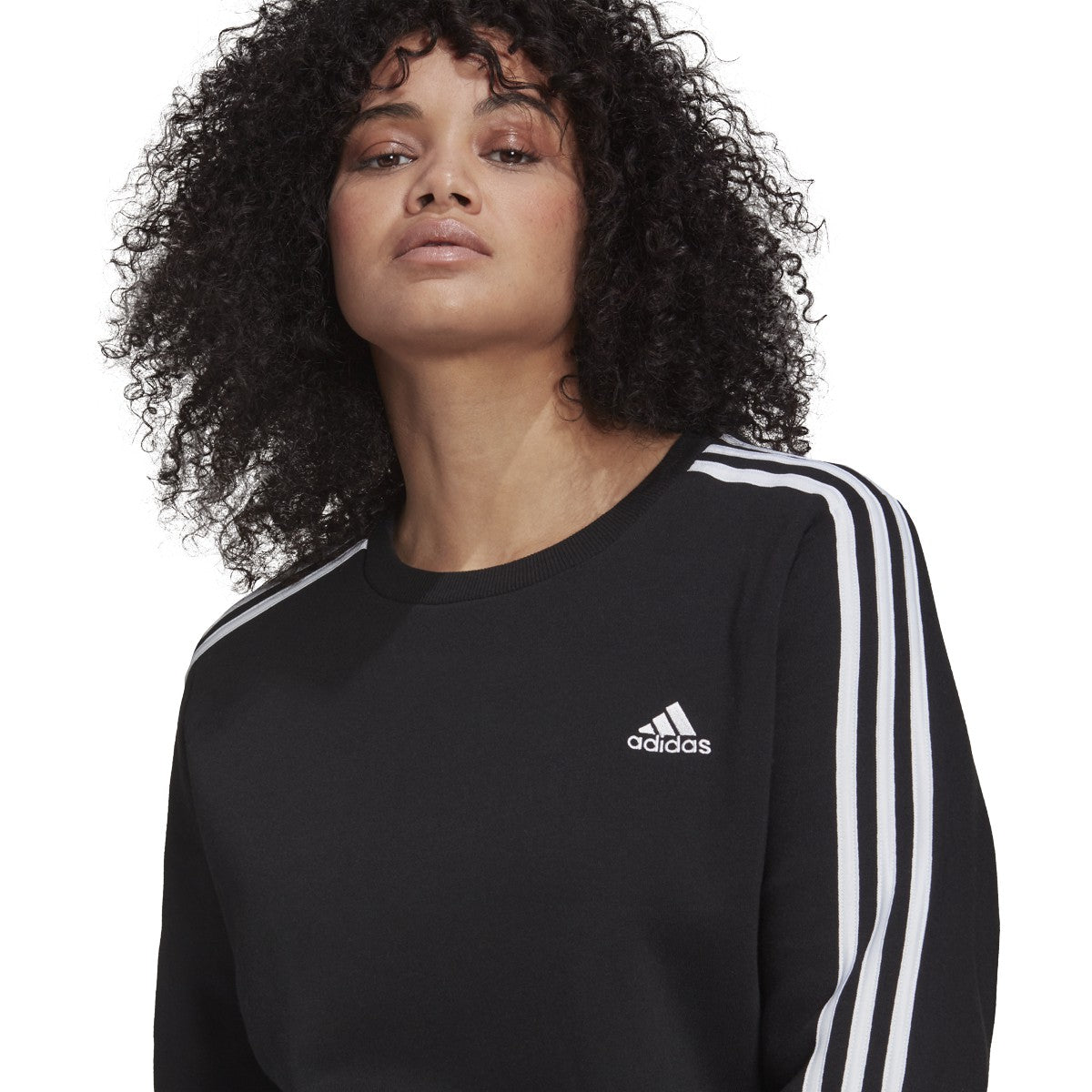 adidas Essentials Womens Plus Size Sweatshirt with 3 Stripes
