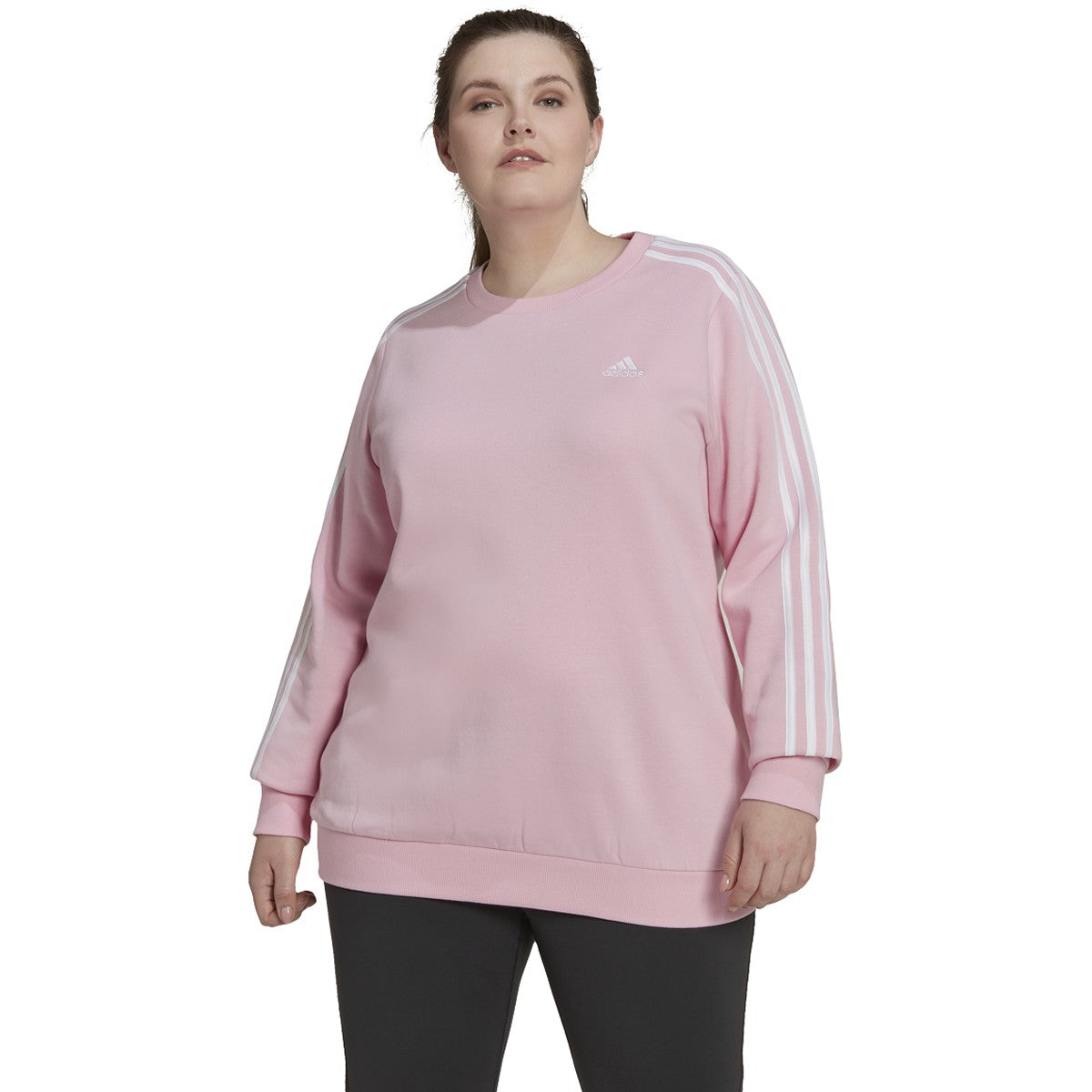 adidas Essentials Womens Plus Size Sweatshirt with 3 Stripes