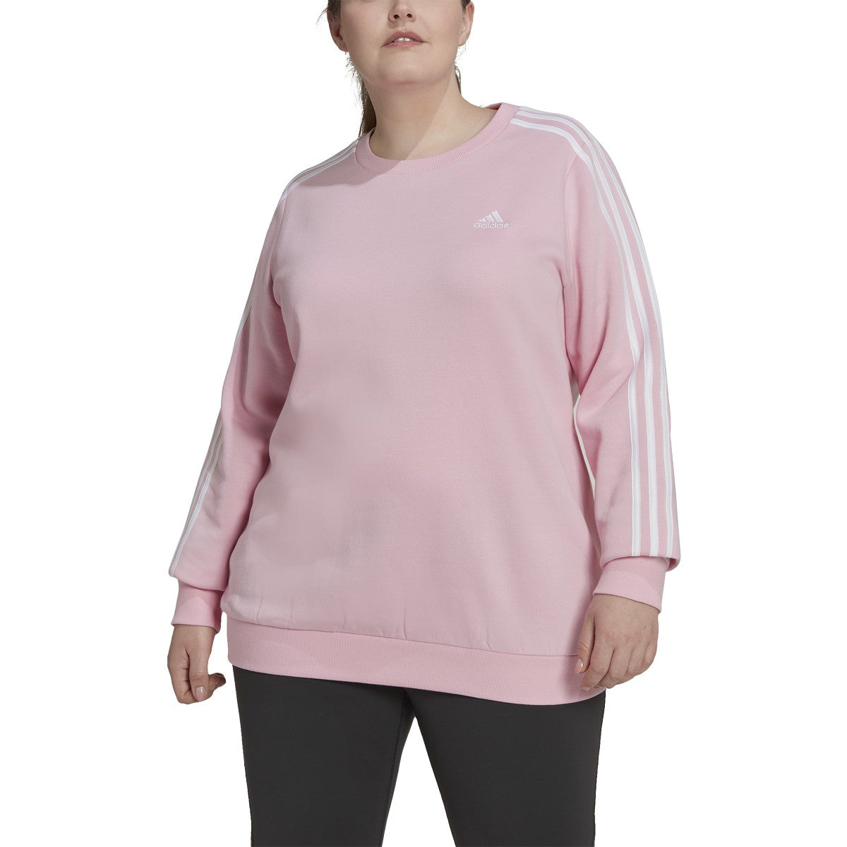 adidas Essentials Womens Plus Size Sweatshirt with 3 Stripes
