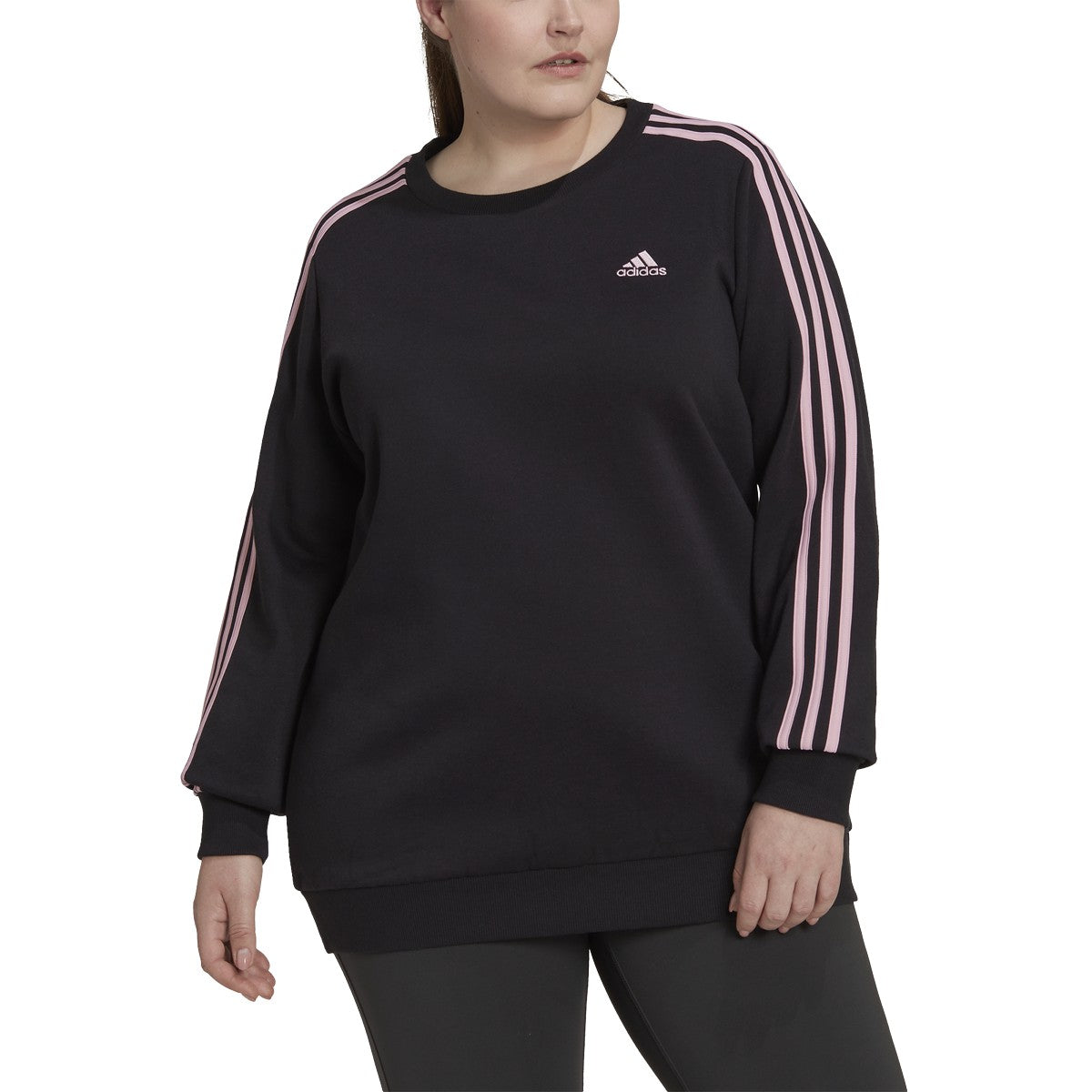 adidas Essentials Womens Plus Size Sweatshirt with 3 Stripes