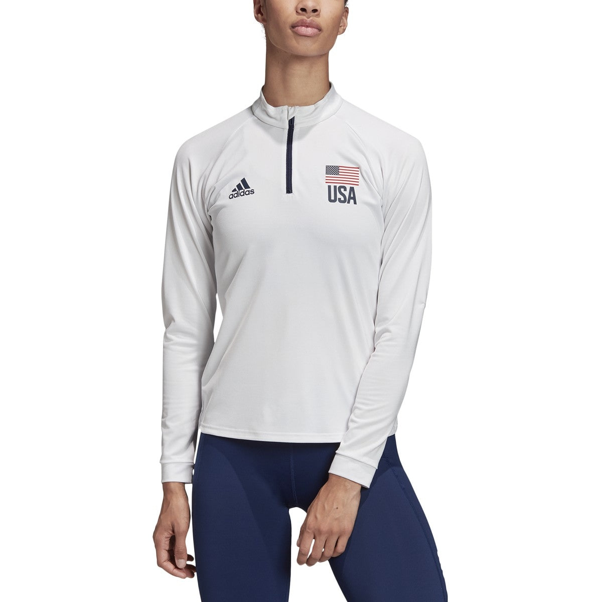 adidas USA Volleyball 1/4 Zip Tee - Women's Volleyball