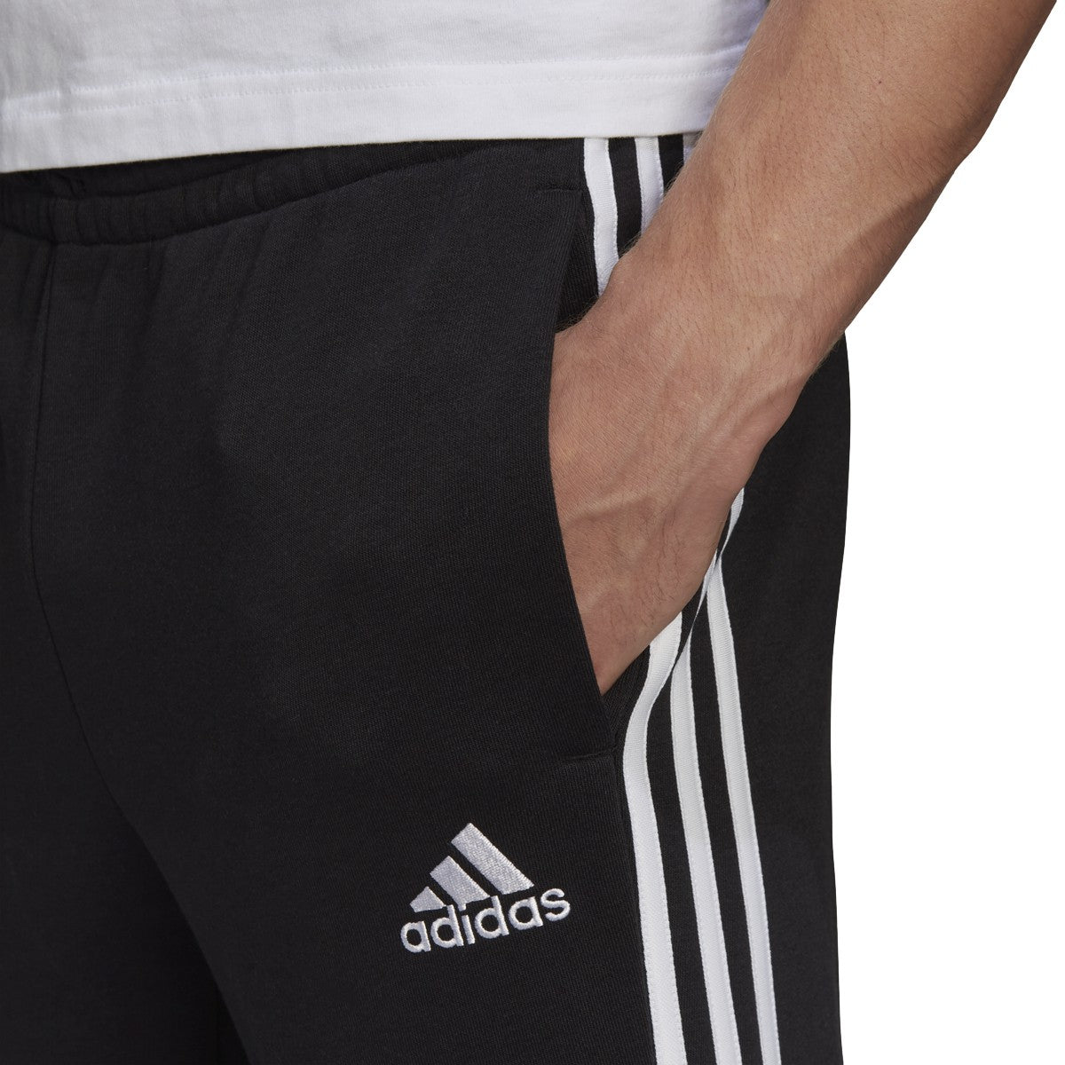 adidas Essentials French Terry Tapered Cuff 3-Stripe Pants - Mens Casual